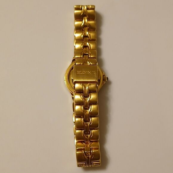 Vintage Elgin II Women's Gold Tone MOP Dial Rhinestone Bezel Quartz Watch - Picture 7 of 13